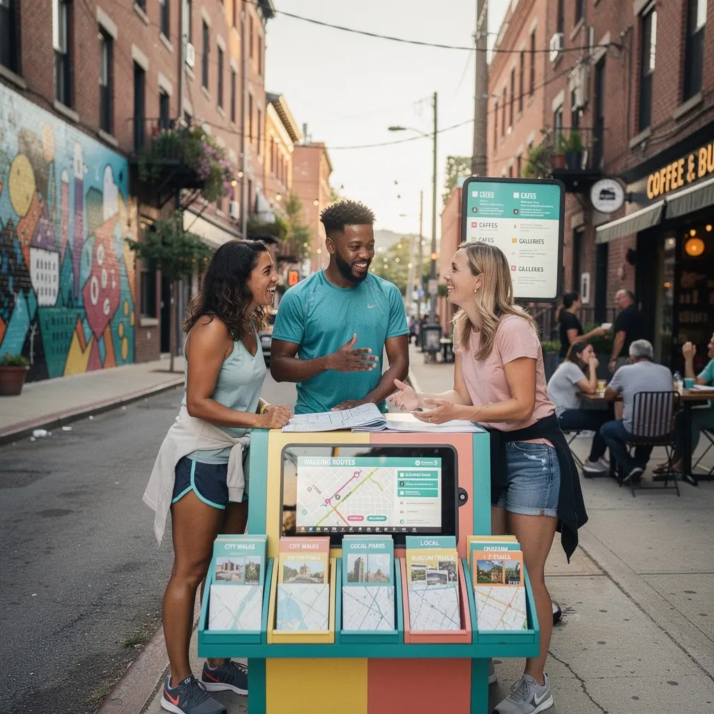 Rodzina odpoczywająca na ławce w parku, ciesząca się chwilą relaksu podczas spaceru.