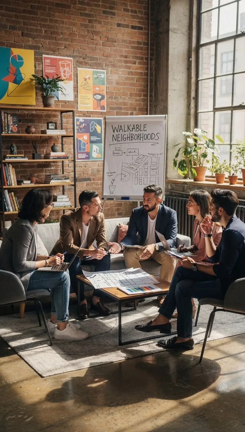 Kobieta planująca trasę spacerową z mapą w ręku, otoczona zielenią parku.