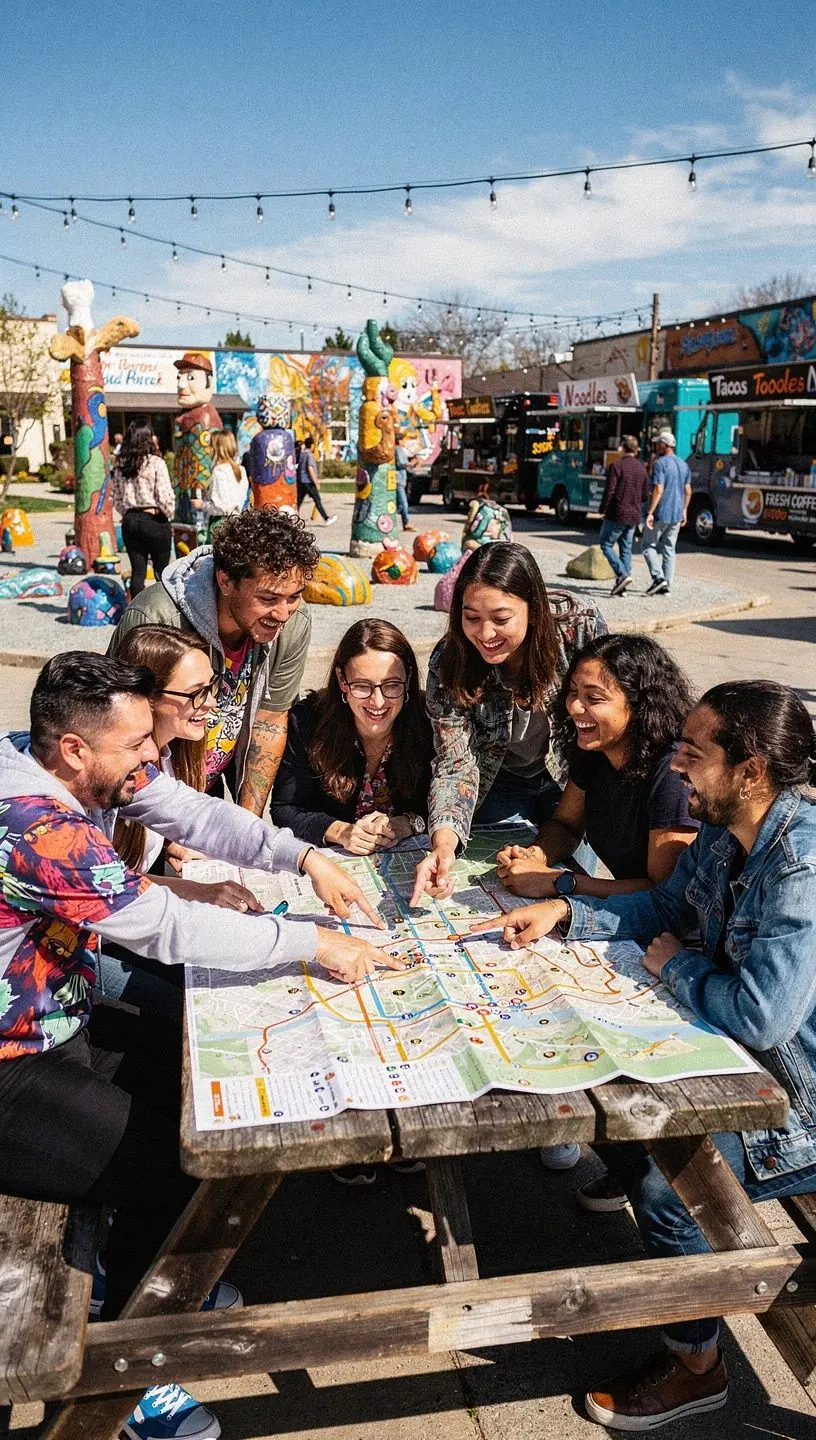 Widok na przytulny park z ławkami, idealny na krótkie przerwy podczas spacerów.