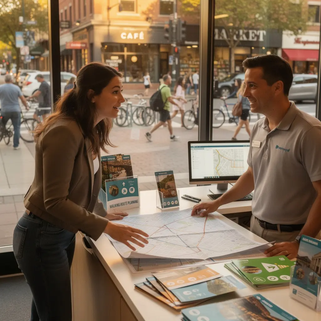 Grupa przyjaciół relaksująca się na ławce w parku podczas przerwy w spacerze.