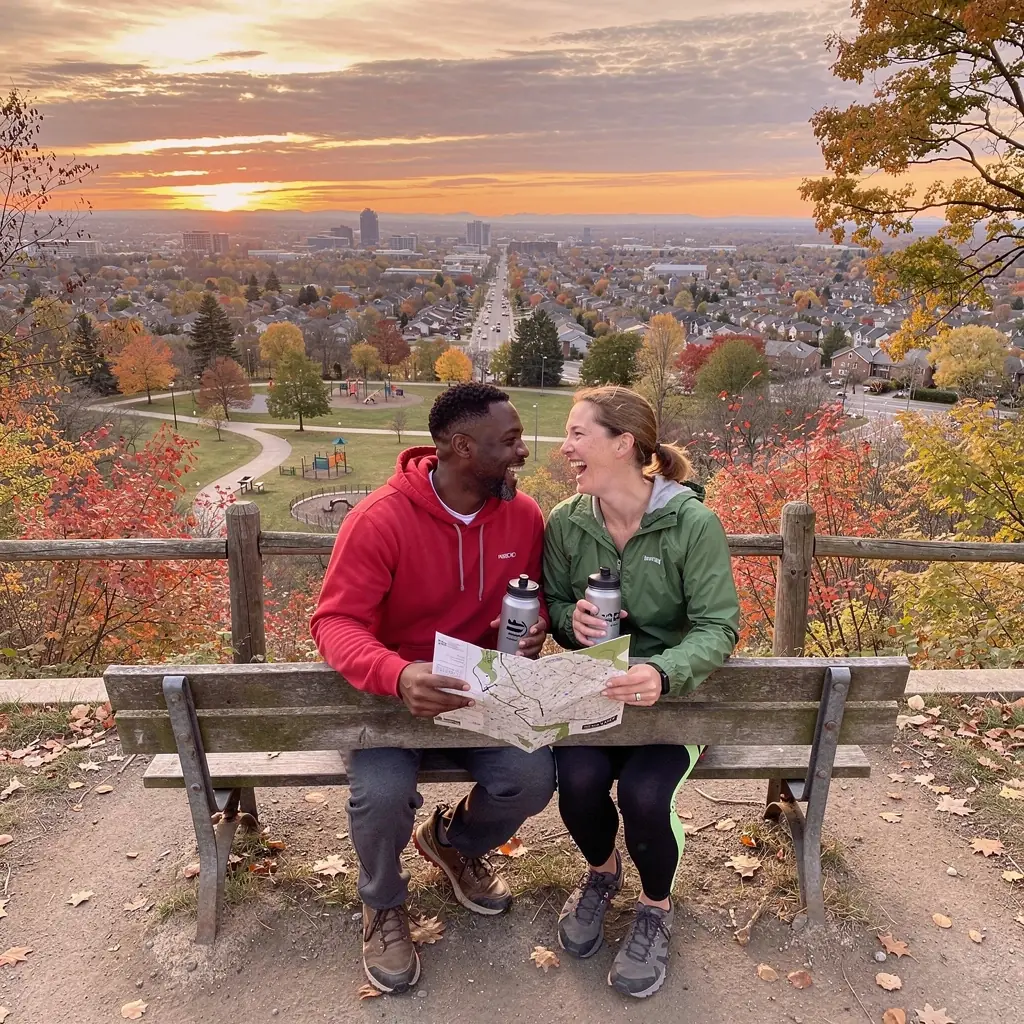 Widok zatłoczonej ulicy z pieszymi spacerującymi wzdłuż trasy turystycznej.
